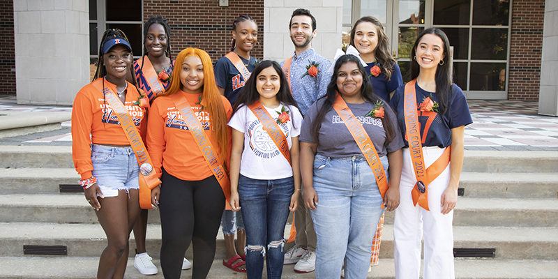 Group of diverse fraternity and sorority members in the 2021 Homecoming Court