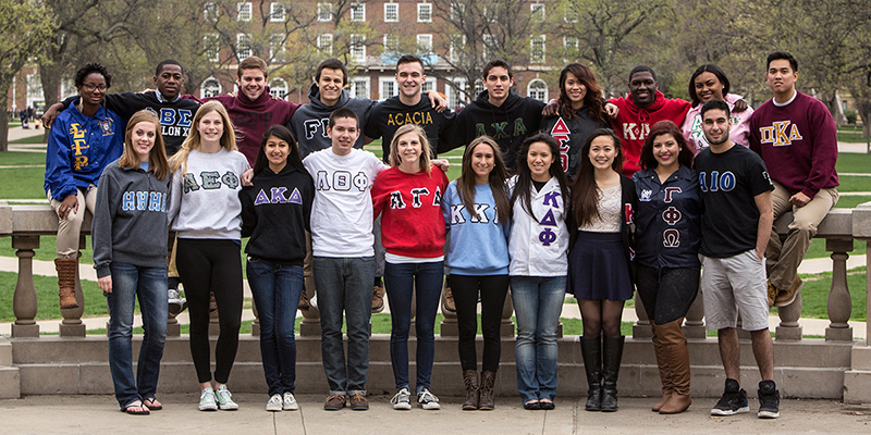 Members of fraternities and sororities on the Quad